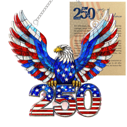 Eagle 250 Anniversary USA Ornament, 2D Acrylic America 250 Merchandise, Fourth of July Decorations, Patriotic Decor, USA 250th Anniversary 4th of July Gifts, America 250th Birthday Gifts