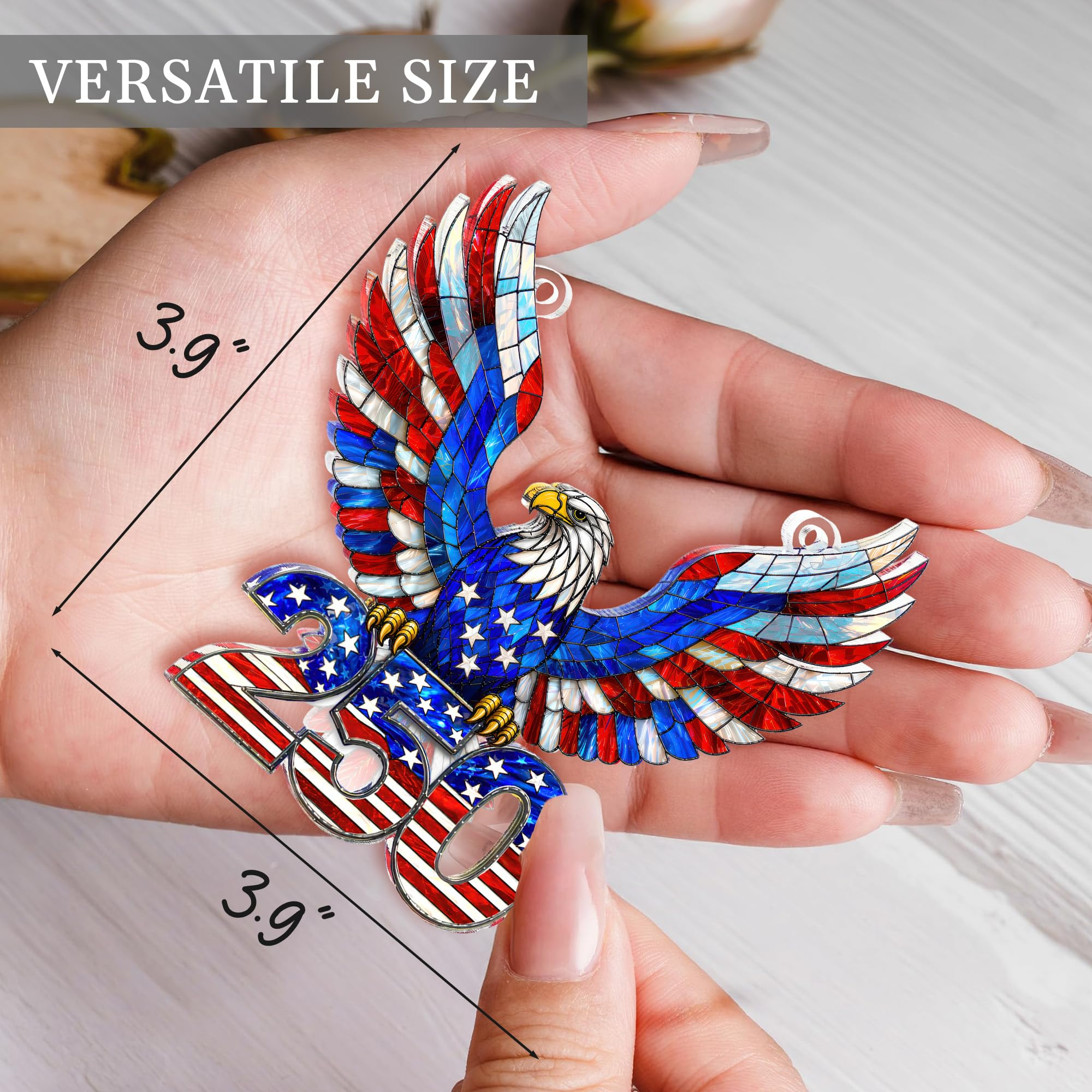 Eagle 250 Anniversary USA Ornament, 2D Acrylic America 250 Merchandise, Fourth of July Decorations, Patriotic Decor, USA 250th Anniversary 4th of July Gifts, America 250th Birthday Gifts