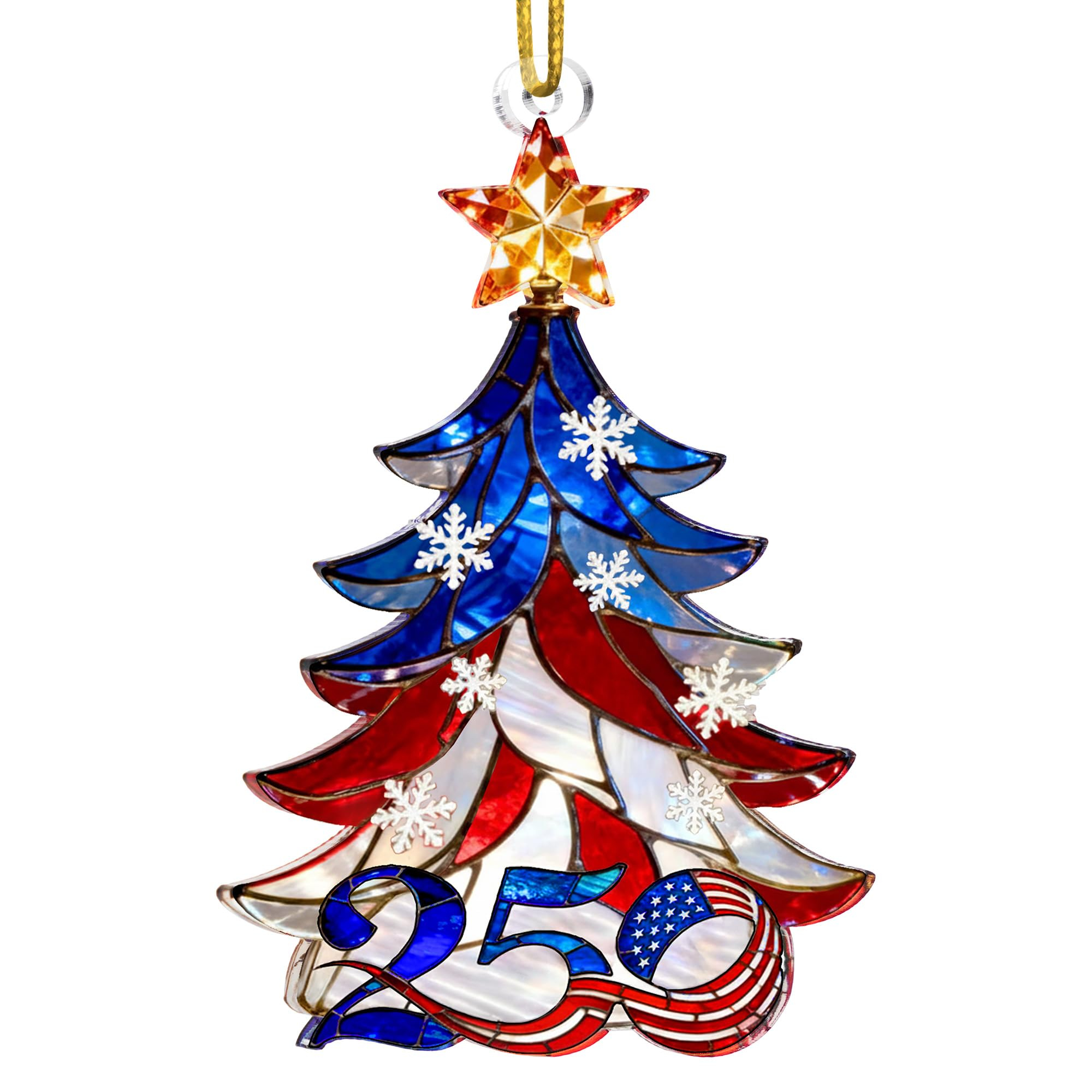 250 Anniversary USA Ornament, 2D Acrylic America 250 Merchandise, Fourth of July Decorations, Patriotic Decor, USA 250th Anniversary 4th of July Gifts, America 250th Birthday Gifts - Tree