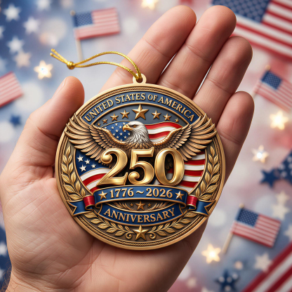 250 Anniversary USA Ornament, 2D Acrylic America 250 Merchandise, Fourth of July Decorations, Patriotic Decor, USA 250th Anniversary 4th of July Gifts, America 250th Birthday Gifts - Eagle 250
