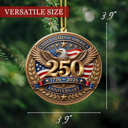 250 Anniversary USA Ornament, 2D Acrylic America 250 Merchandise, Fourth of July Decorations, Patriotic Decor, USA 250th Anniversary 4th of July Gifts, America 250th Birthday Gifts - Eagle 250