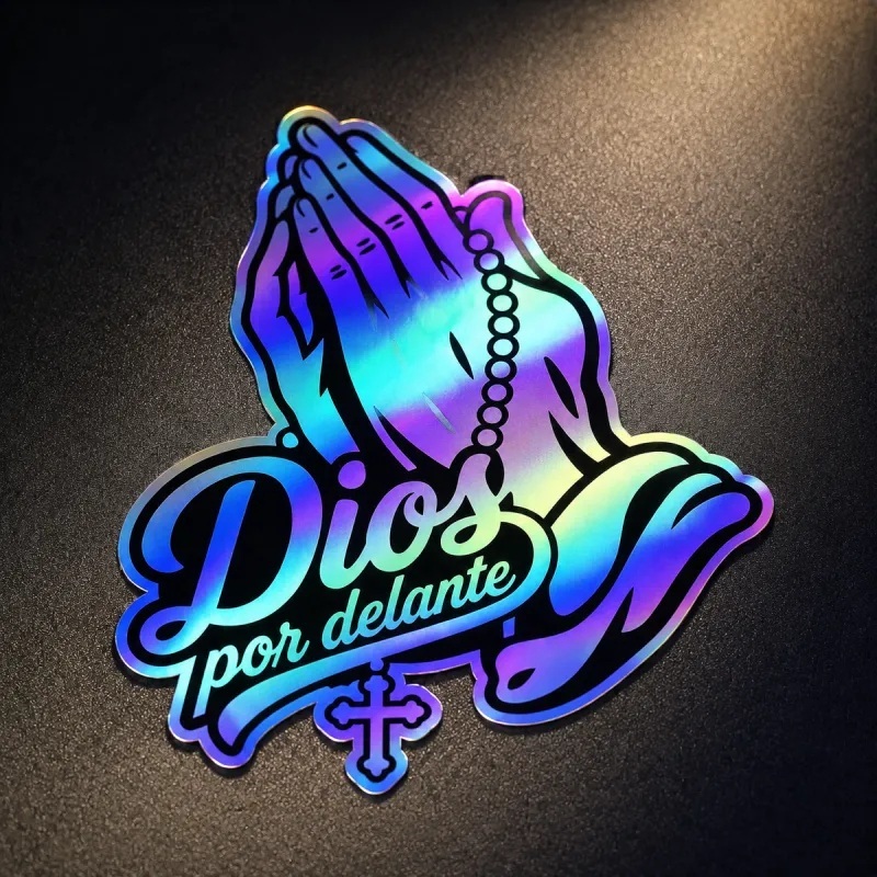 Viral Laser Shine Cross Prayer Hand Car Decal Universal Waterproof Religious Vehicle Great for Auto Body Embellishment Religious Belief