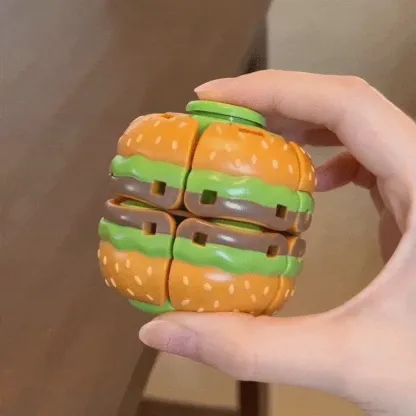 Personalized Hamburger Fidget Spinner – Squeeze & Spin Stress Relief Toy with Custom Name, Funny Desk Toy & Back to School Gift