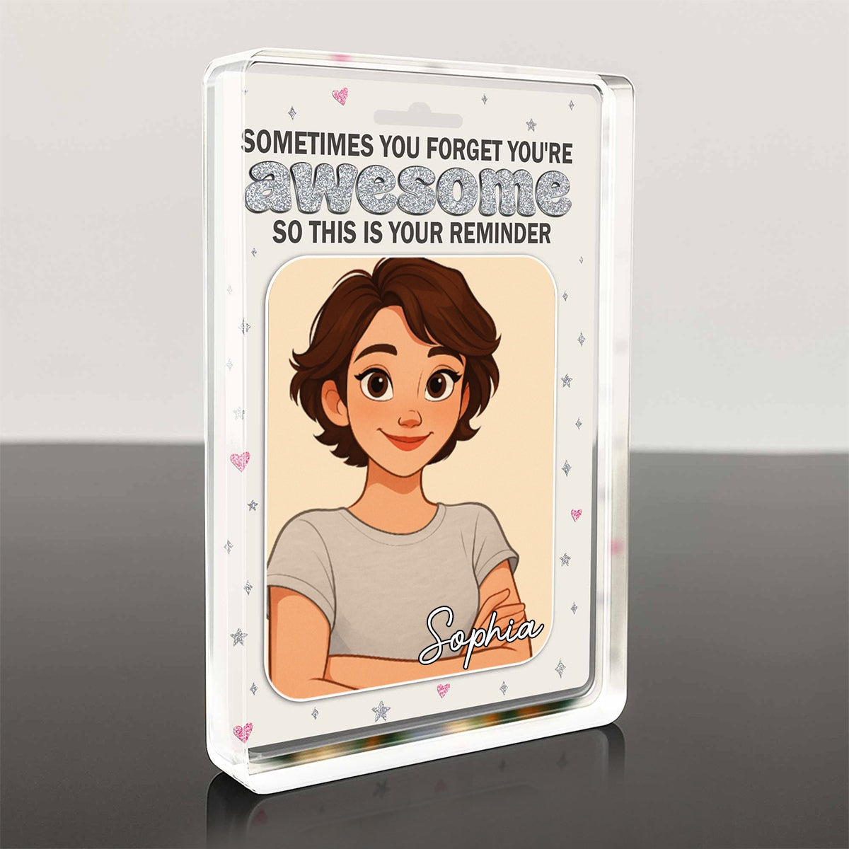 Animated Girl Portrait Personalized Acrylic Plaque Gift For Daughter and Friends - Sometimes You Forget You're Awesome