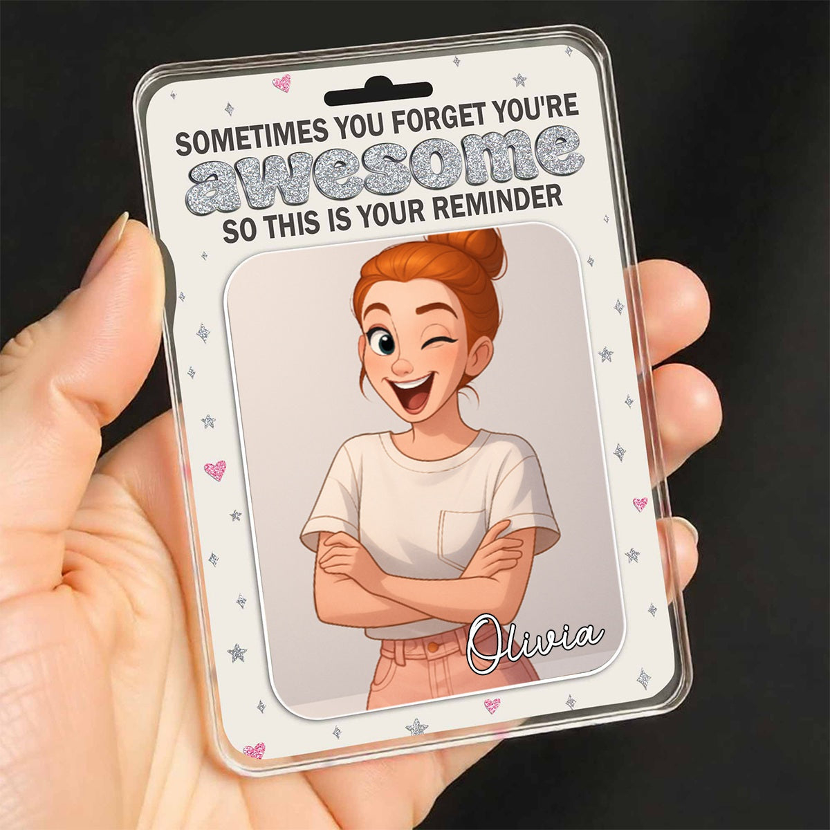 Animated Girl Portrait Personalized Acrylic Plaque Gift For Daughter and Friends - Sometimes You Forget You're Awesome