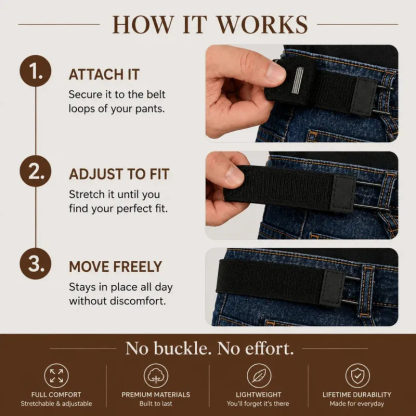 Metal Hook Elastic Belt Unisex Adjustable Buckle-Less Invisible Waist Belts