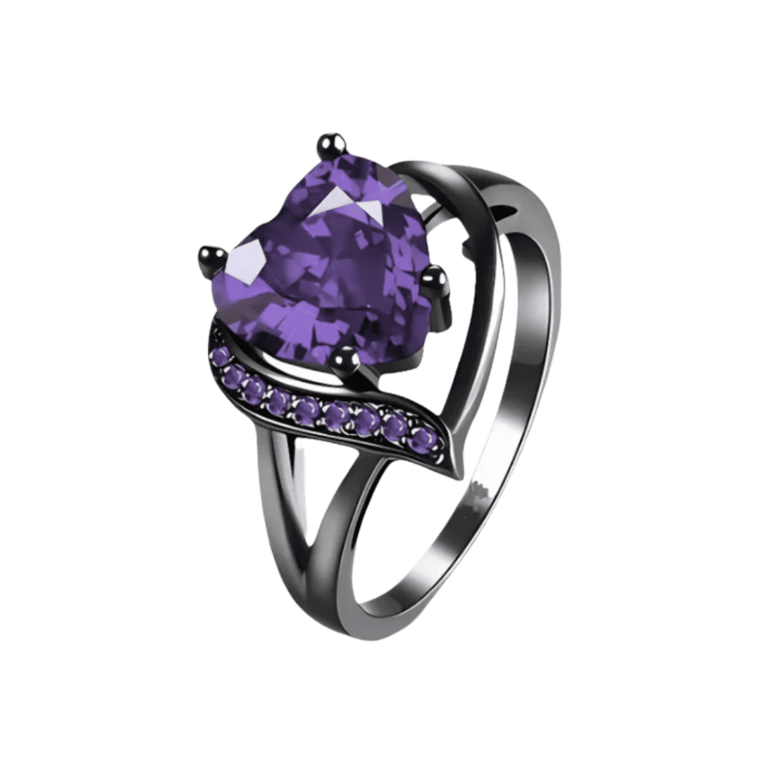 Gothic Black Plated Couple Ring Set Big Heart Red Zircon Women Ring Red Dragon Pattern Tungsten Men Band Lover Matching Jewelry