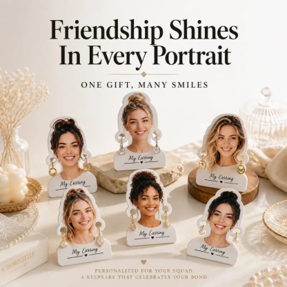 Custom Photo Earring Display Stand – Unique Personalized Jewelry Gift Card for Women & Jewelry Lovers