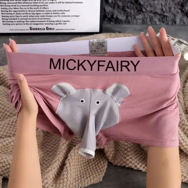 Men’s Novelty Elephant Trunk Boxers, Funny Pouch Underwear Gift for Boyfriend, Comfortable Boxer Shorts