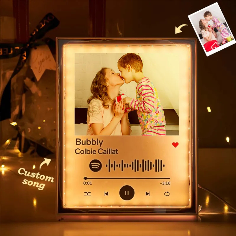 Mother's Day Gifts Scannable Custom Spotify Code Night Light Mirror Music Home Gifts for Mom