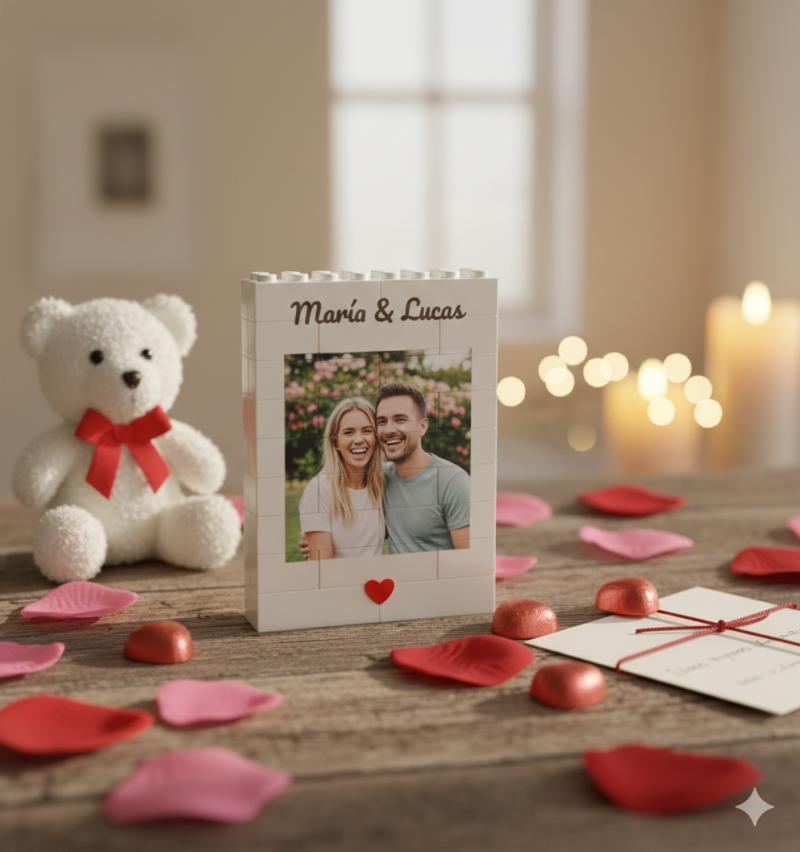 Custom Photo Building Brick Puzzle Personalised Blocks Puzzle Romantic Couple Gift Valentine’s Day Gift for Lovers