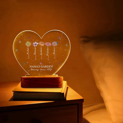 A Growing Love from Grandma's Garden - Personalized Birth Flowers LED Night Light Mother's Day Birthday Gift