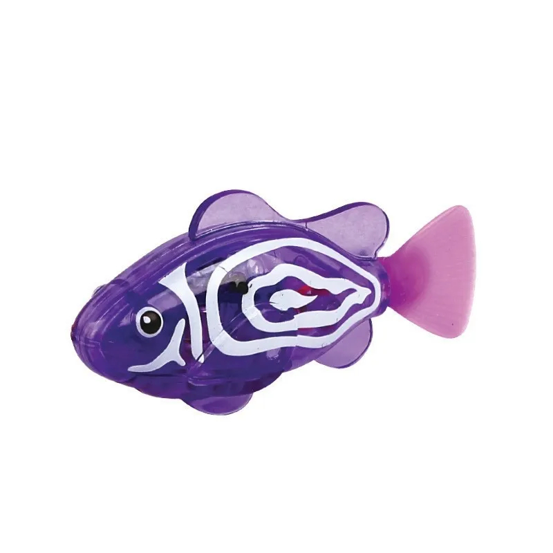 Electronic Pet Fish Bath Toy Induction Activated LED Light Up Swimming Fish Waterproof Interactive Robot Clown Fish Toy