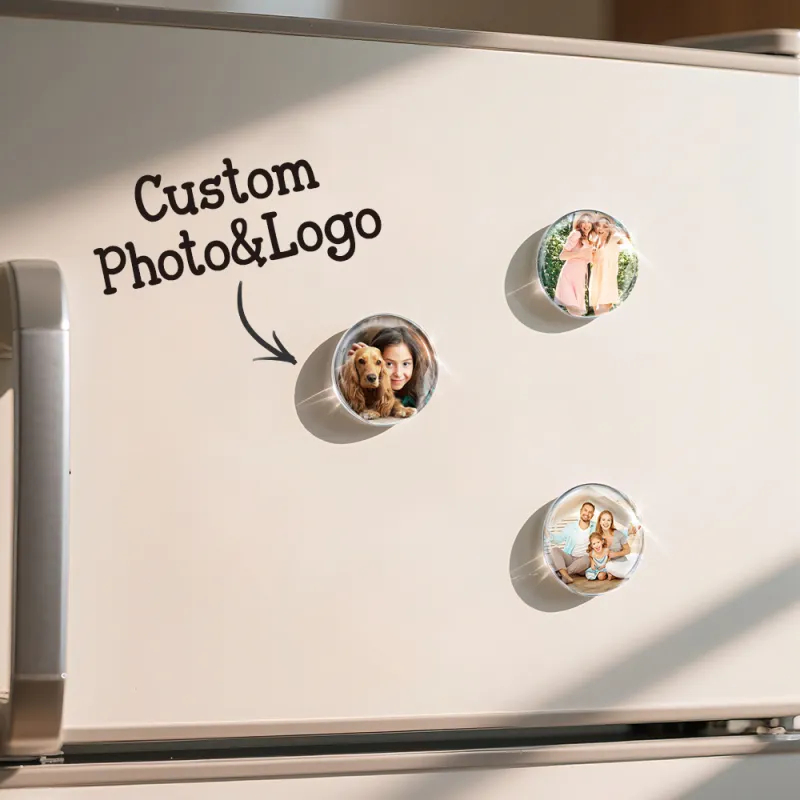 Personalized Round Glass Magnets Custom Photo Fridge Magnets Gift For Family Lovers