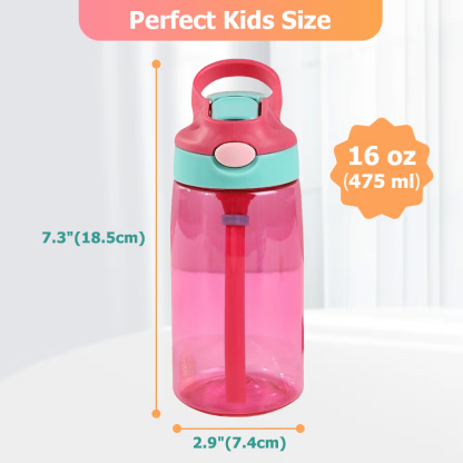 Personalized Cartoon Character BPA-Free 16 oz Transparent Water Bottle with Straw and Name Back to School Gift for Kids