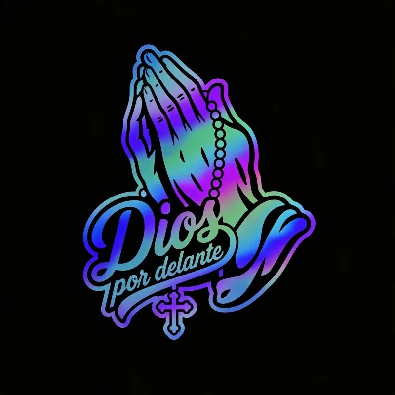 Viral Laser Shine Cross Prayer Hand Car Decal Universal Waterproof Religious Vehicle Great for Auto Body Embellishment Religious Belief