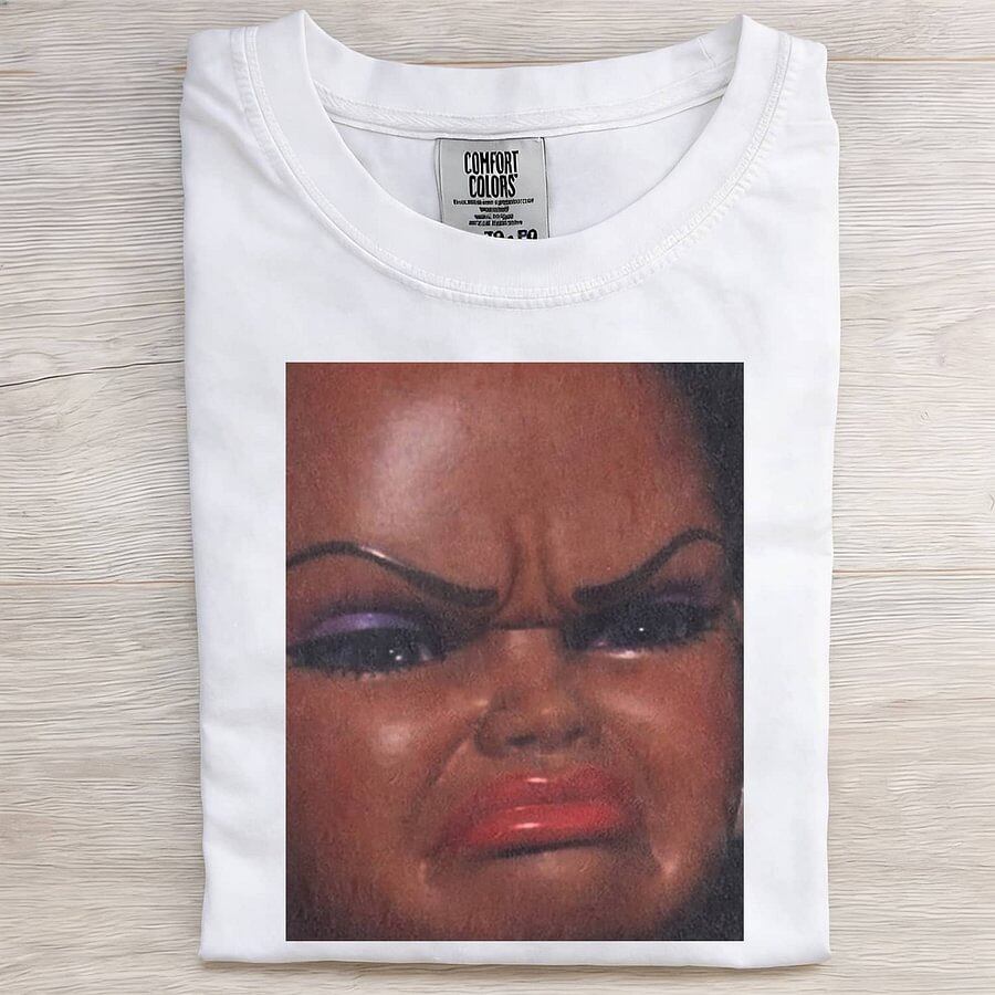 CRYING BLACK GIRL DOLL FACE SHORT-SLEEVED TEE