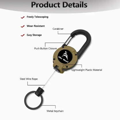 Multifunctional Retractable Carabiner Keychain – Strong Steel Wire Key Reel Clip for Outdoor, Camping, Hiking & Everyday Carry-Pawsmeowz