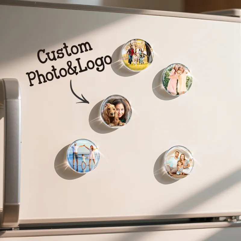 Personalized Round Glass Magnets Custom Photo Fridge Magnets Gift For Family Lovers