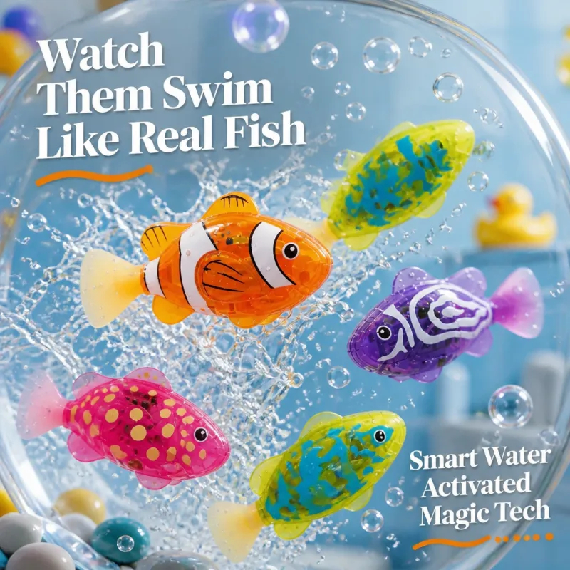 Electronic Pet Fish Bath Toy Induction Activated LED Light Up Swimming Fish Waterproof Interactive Robot Clown Fish Toy