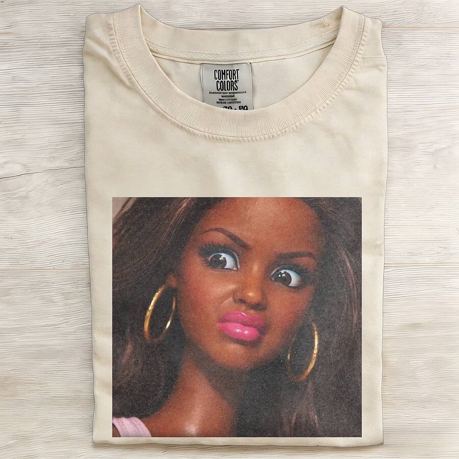 DOLL FACE BLACK GIRL LEATHER T-SHIRT