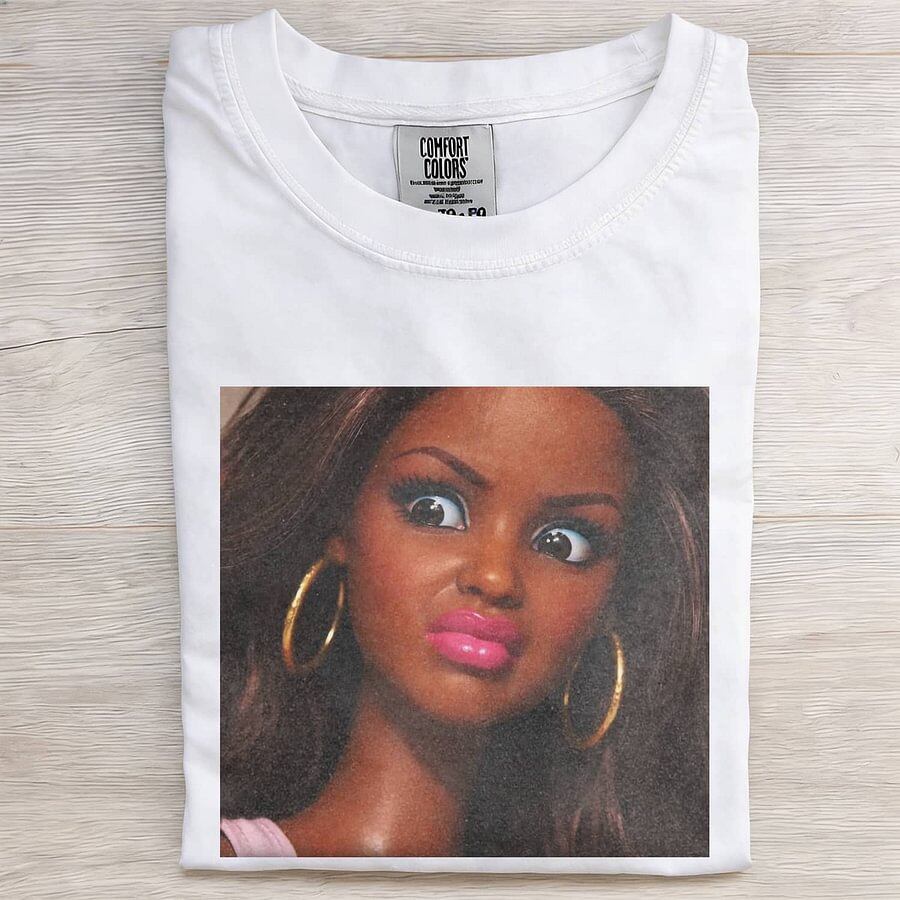 DOLL FACE BLACK GIRL LEATHER T-SHIRT
