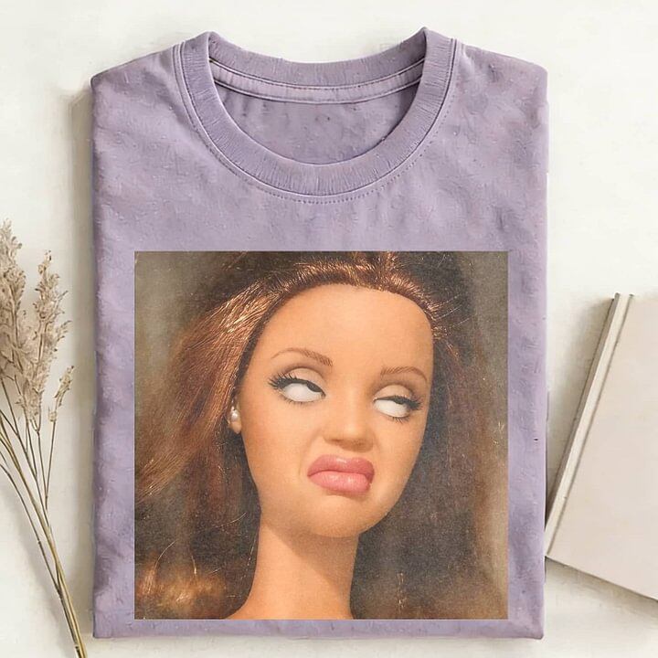 FACE DOLL GIRL FUNNY MEME TEE