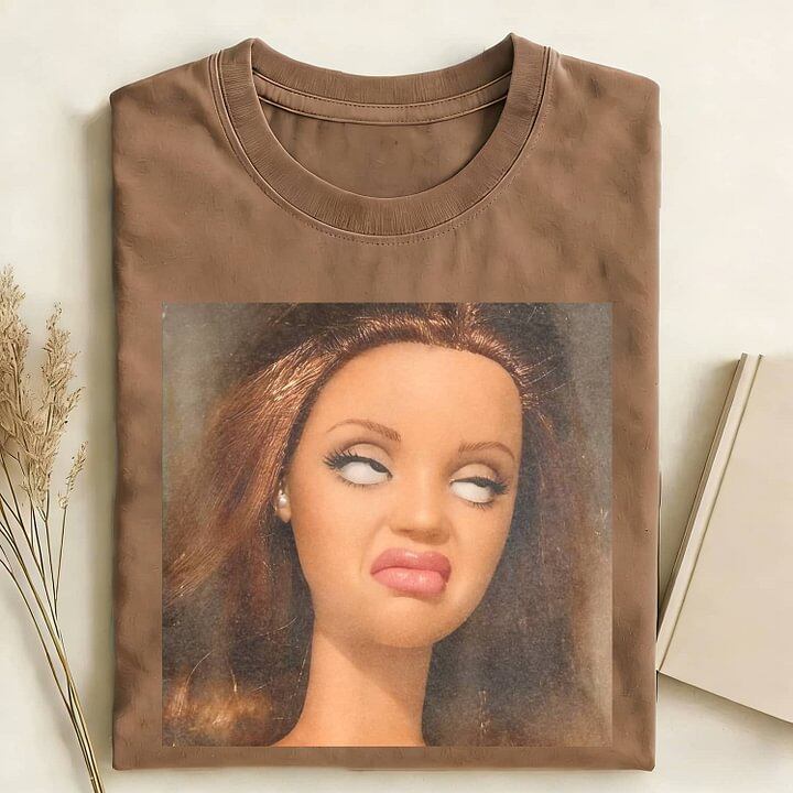 FACE DOLL GIRL FUNNY MEME TEE