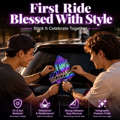 Viral Laser Shine Cross Prayer Hand Car Decal Universal Waterproof Religious Vehicle Great for Auto Body Embellishment Religious Belief