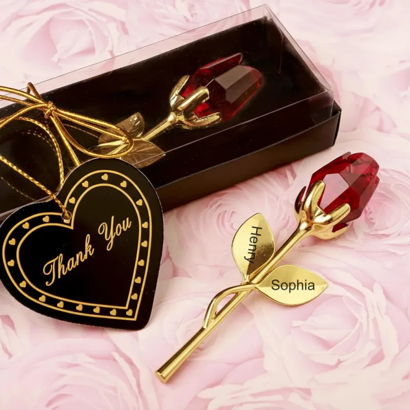 Custom Name Crystal Roses With Gift Box Gift For Her Wedding Present Valentine's Day gift