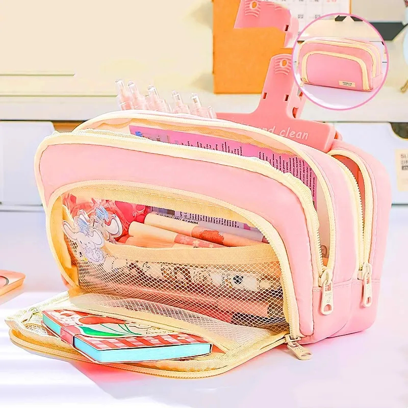 Large Capacity Pencil Case Aesthetic High Capacity Pencil Pouch with Multi-Slots, Dirt-Resistant Stationery Organizer for School Teen Middle High School College Student
