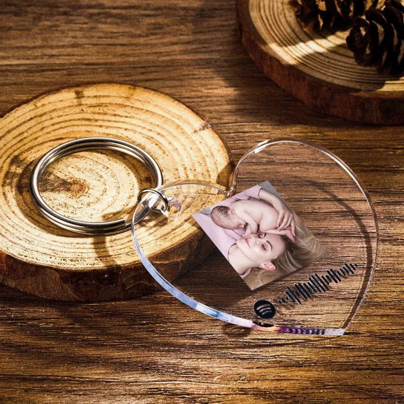 Scannable Spotify Code Keychain Spotify Favorite Song Photo Engraved Keychain