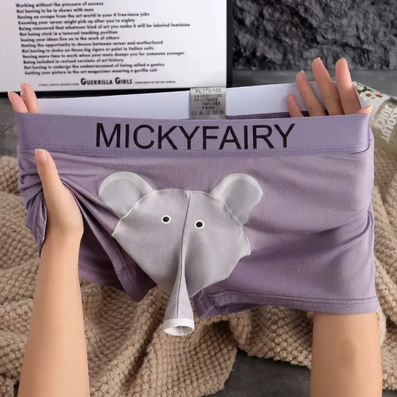 Men’s Novelty Elephant Trunk Boxers, Funny Pouch Underwear Gift for Boyfriend, Comfortable Boxer Shorts
