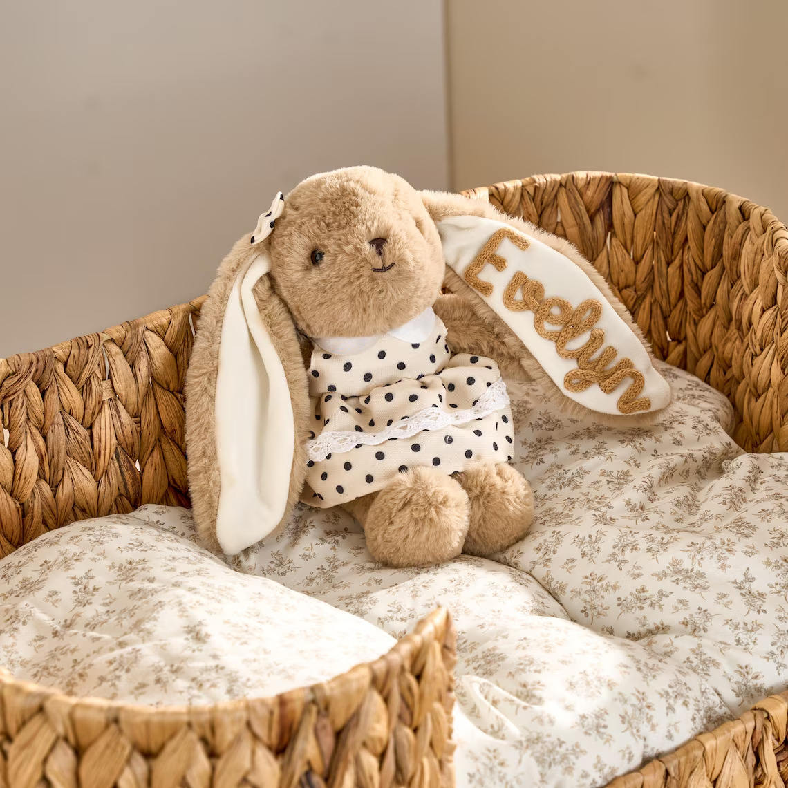 Personalized Plush Bunny for Baby Custom Name Embroidered Stuffed Monogrammed Rabbit Baby Shower Newborn Gift