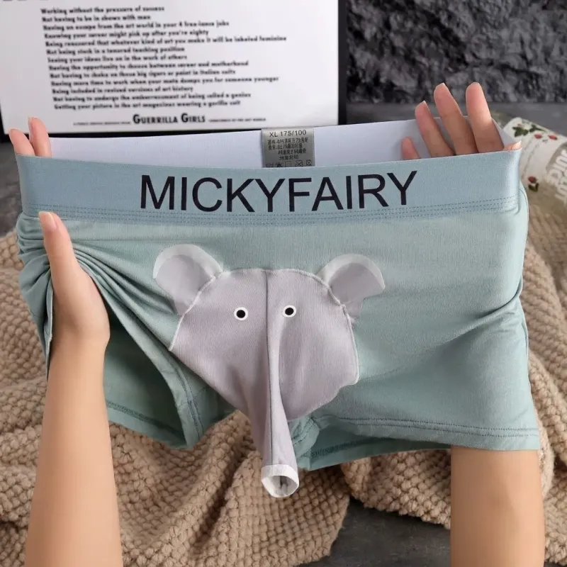Men’s Novelty Elephant Trunk Boxers, Funny Pouch Underwear Gift for Boyfriend, Comfortable Boxer Shorts