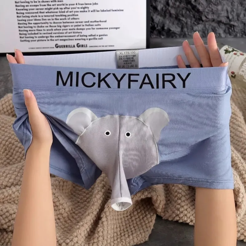 Men’s Novelty Elephant Trunk Boxers, Funny Pouch Underwear Gift for Boyfriend, Comfortable Boxer Shorts