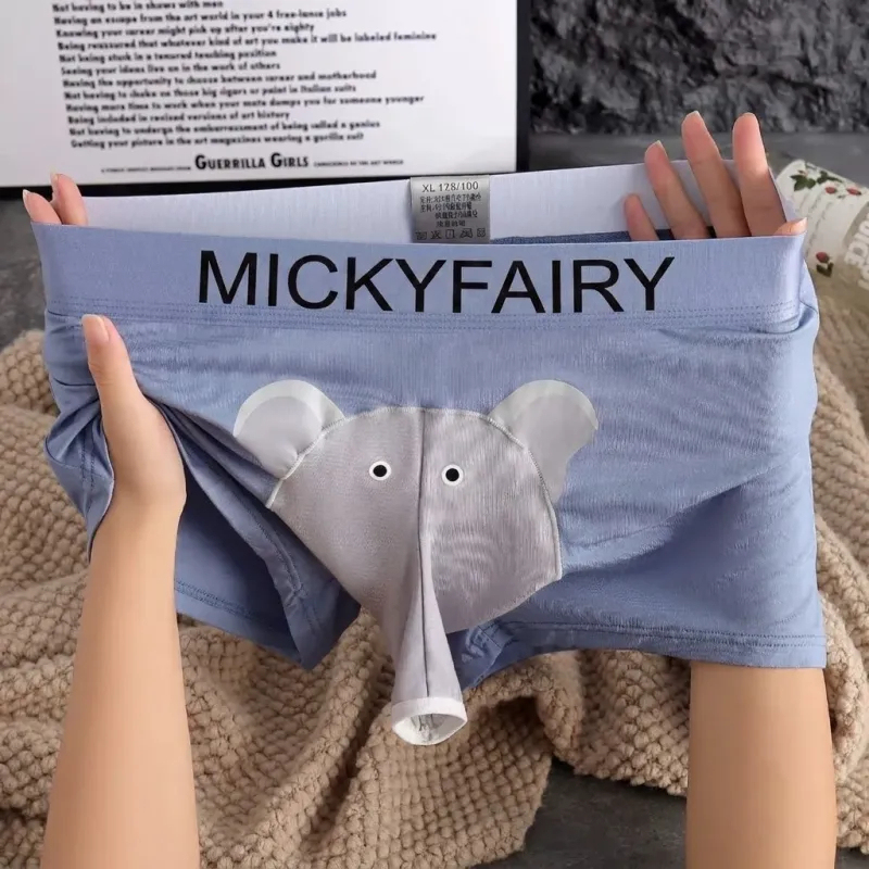 Men’s Novelty Elephant Trunk Boxers, Funny Pouch Underwear Gift for Boyfriend, Comfortable Boxer Shorts