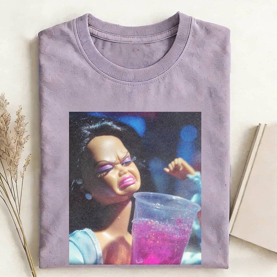 BLACK GIRL DOLL FACE PARTY DRINKING TEE