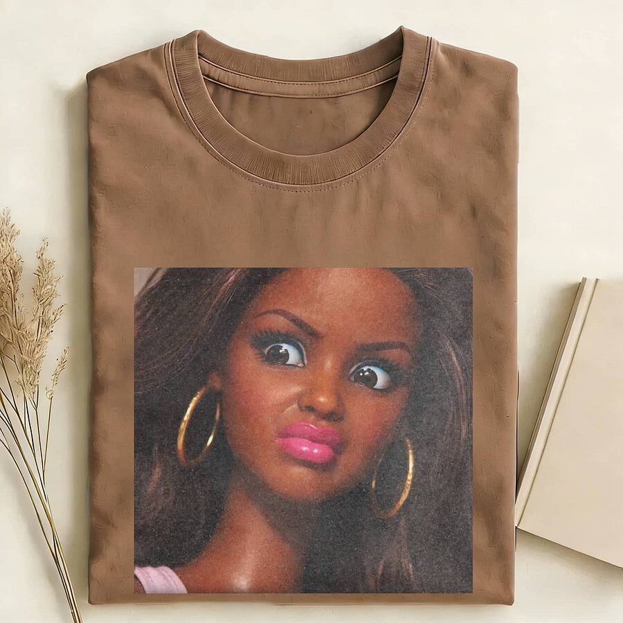 DOLL FACE BLACK GIRL LEATHER T-SHIRT
