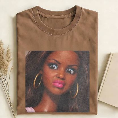 DOLL FACE BLACK GIRL LEATHER T-SHIRT