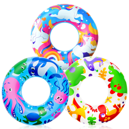 3 Pack Pool Floats, Pool Tube for Kids Swim Rings Inflatable Tubes, Unicorn Sea Animal Tubes Floatie Ring Water Toys for Swimming, Summer Beach Party