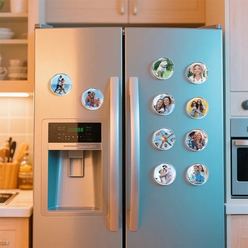 Personalized Round Glass Magnets Custom Photo Fridge Magnets Gift For Family Lovers