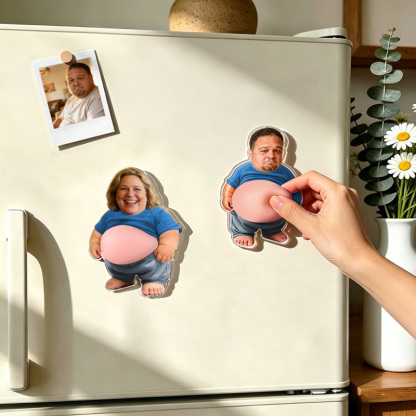 Custom Face Squishy Belly Anti-collision Acrylic Fridge Magnet – Personalized Photo Fridge Magnet with Soft Squeeze Belly, Cute Funny Gift for Couples & Friends