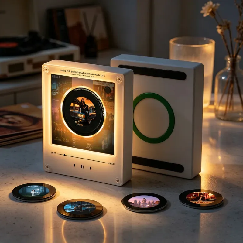 Custom Mini Vinyl Record Music Player, Magnetic Disc Music Player with Rechargeable Battery