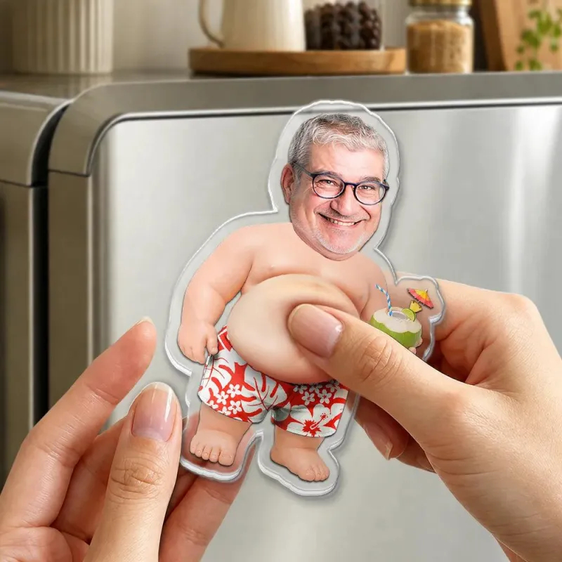 Custom Photo Belly Out For Summer - Personalized Squishy Acrylic Fridge Magnet