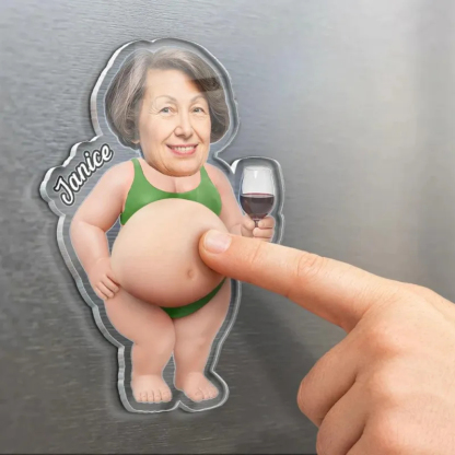 Custom Photo Belly Out For Summer - Personalized Squishy Acrylic Fridge Magnet