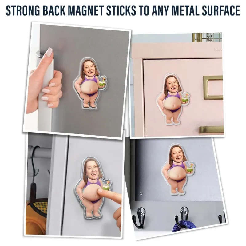 Custom Photo Belly Out For Summer - Personalized Squishy Acrylic Fridge Magnet