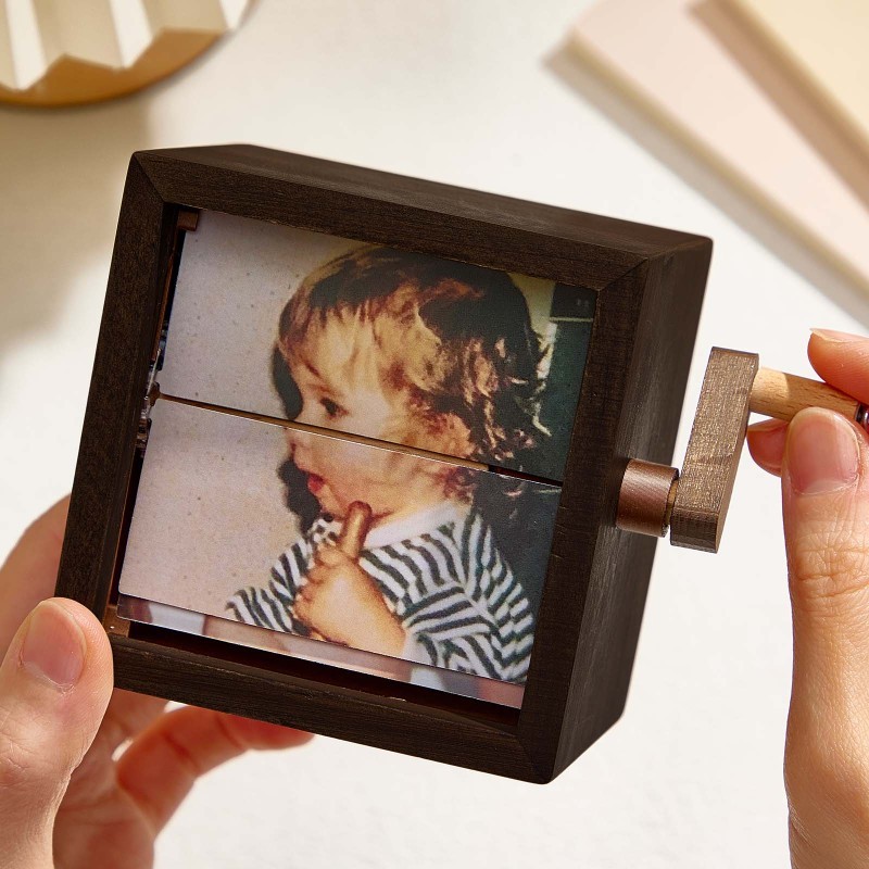 Custom Photo Flipbook Frame Animation Machine Mechanical Hand-cranked Flipbook Box Photo Album Baby Photo Cube Frame Baby's Firsts-pawsmeowz