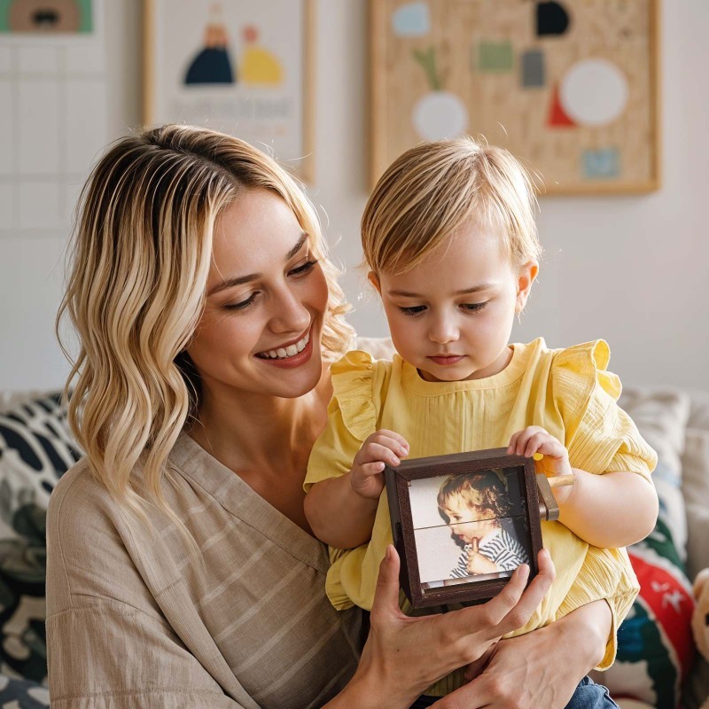 Custom Photo Flipbook Frame Animation Machine Mechanical Hand-cranked Flipbook Box Photo Album Baby Photo Cube Frame Baby's Firsts-pawsmeowz