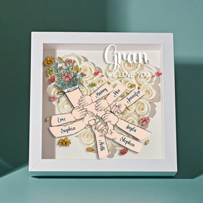 Custom Family Love Blooms Forever Personalized Mom & Grandma Flower Shadow Box with Names Mother's Day Gifts